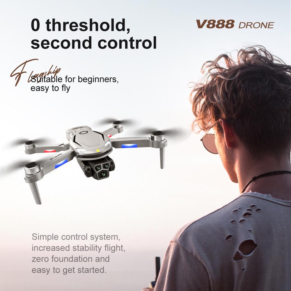 V888 Drone: 8K HD Aerial Photography with 3 Cameras, Long Battery Life, and Brushless Motor Remote Control.