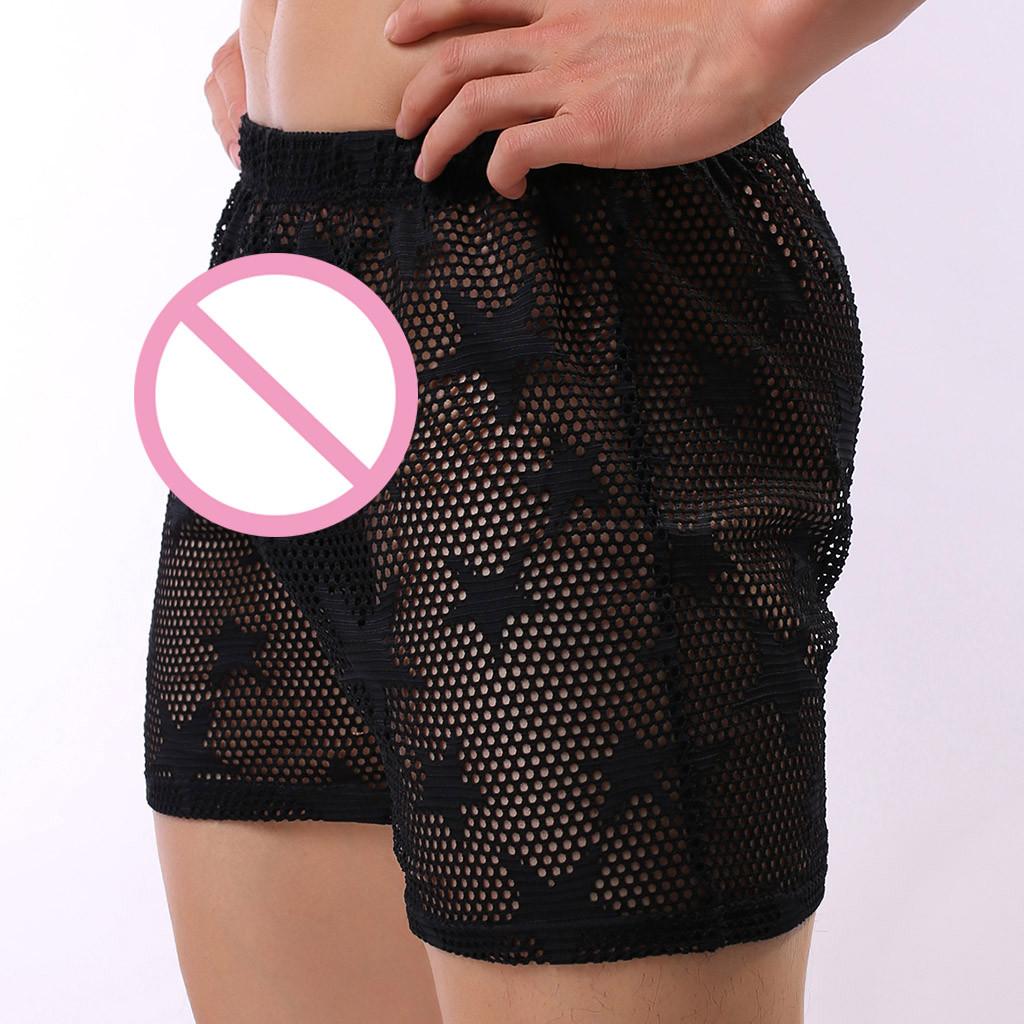 Men's Underwear Star Mesh Breathable  Pants Sexy Transparent Underwear