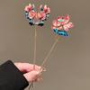 Vintage Imitation Pearl Peony Hairpin Ancient Style Pink Lotus Butterfly Hair Stick Accessory