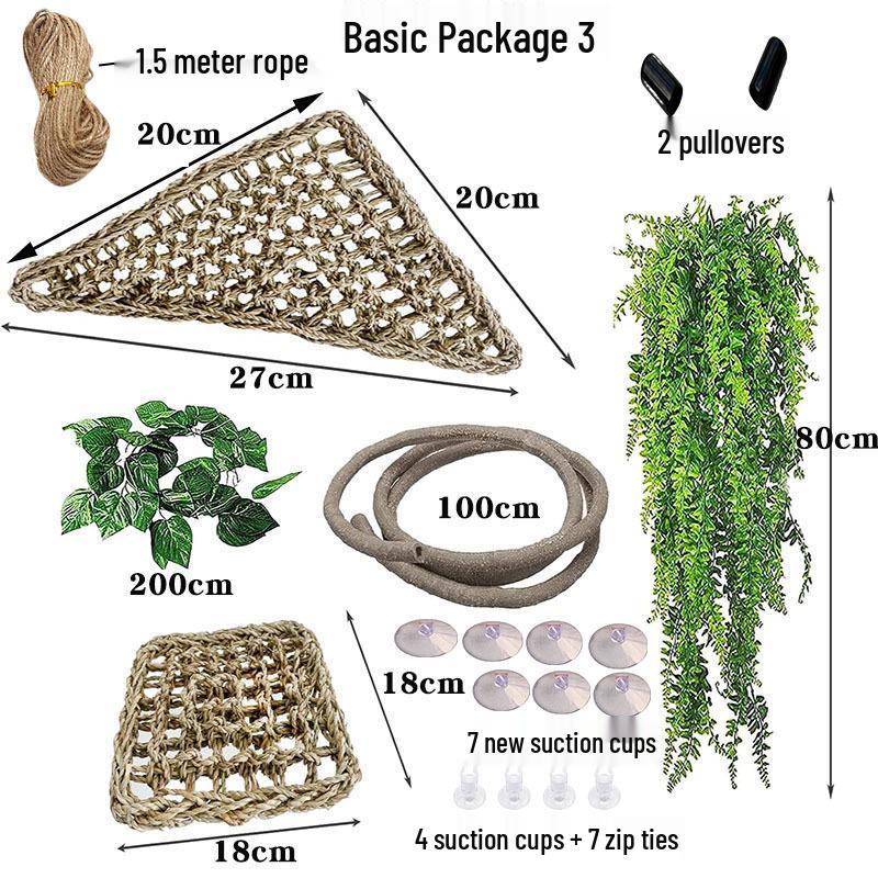 Reptile Hammock & Climbing Vine for Terrariums: Ideal for Geckos, Bearded Dragons, and Lizards - Artificial Plant Decoration