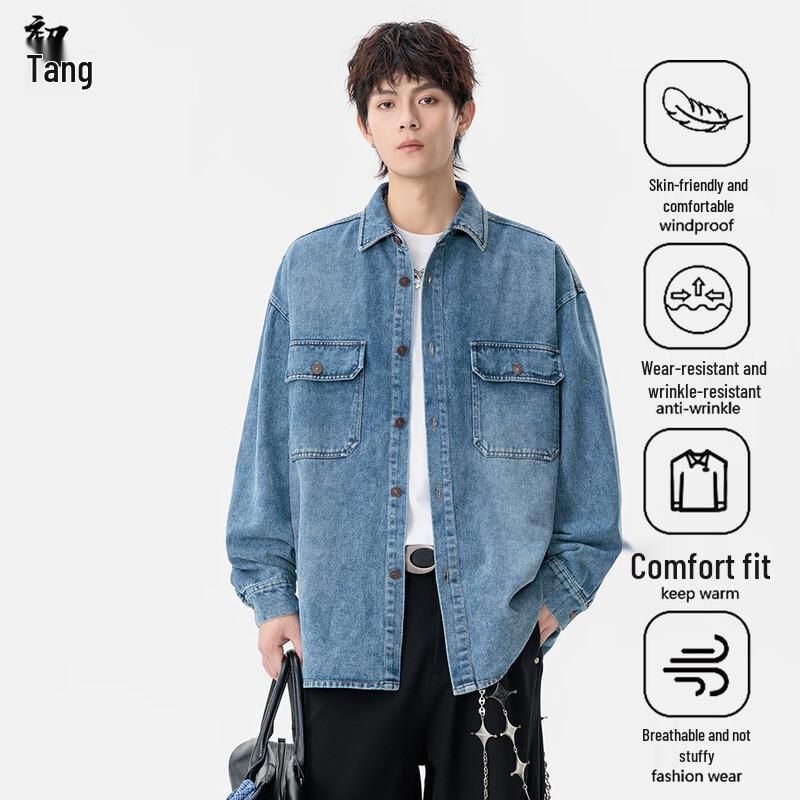 Мужская ретро джинсовая рабочая рубашка-куртка M