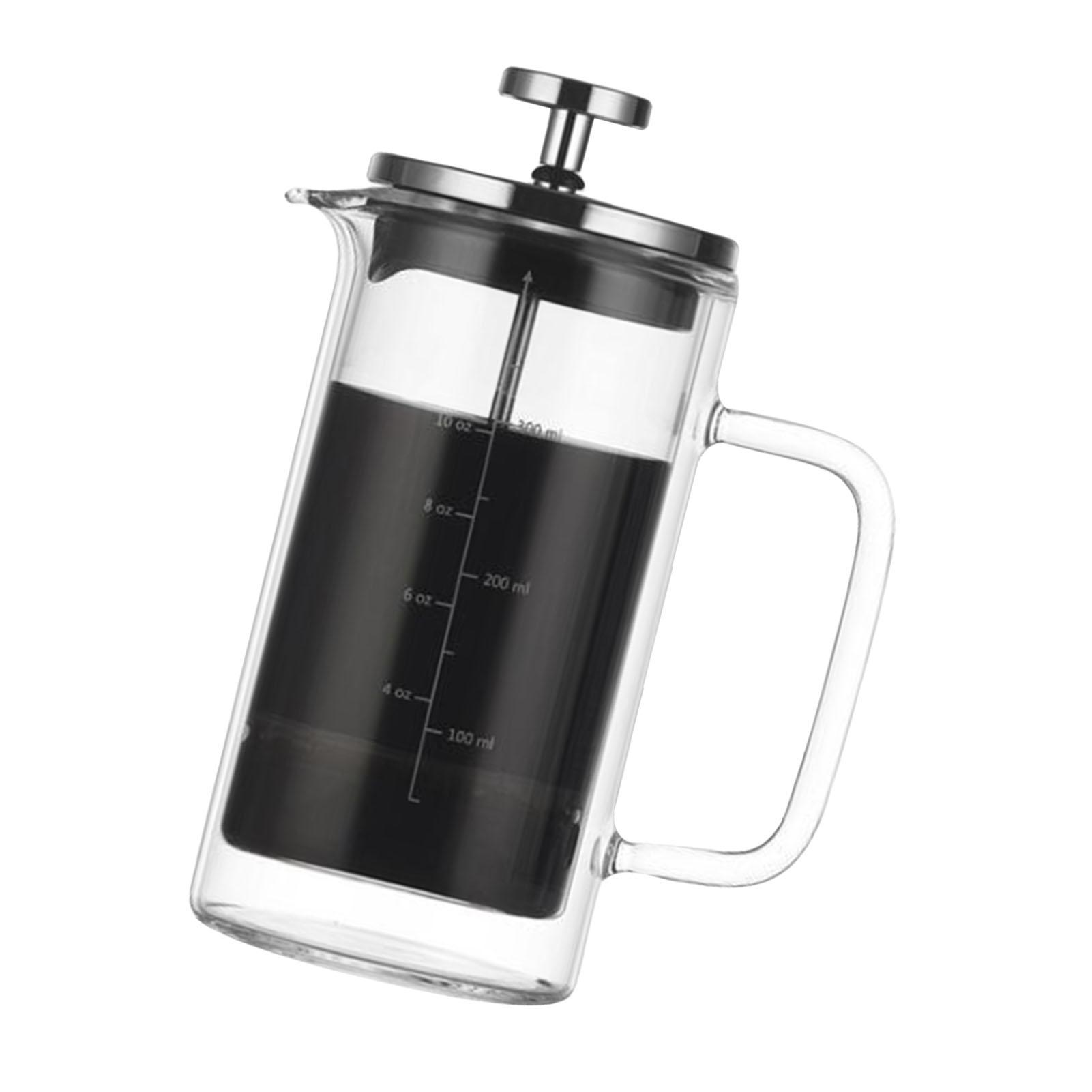

10oz Double Walled French Coffee Maker Heat Resistant Borosilicate Glass Coffee Pot with High Density Stainless Steel 10oz
