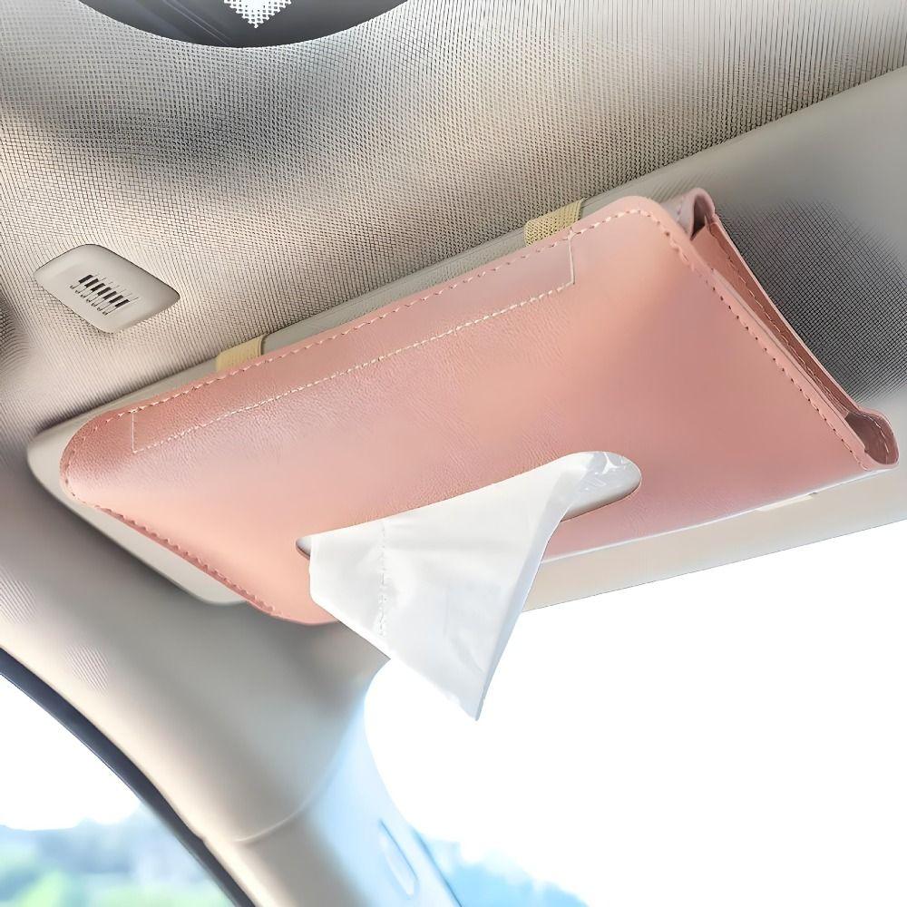 Interior Decor PU Leather Car Tissue Holder Universal Soft Sun Visor Attachment Elegant Creative Auto Storage Case On-The-Go