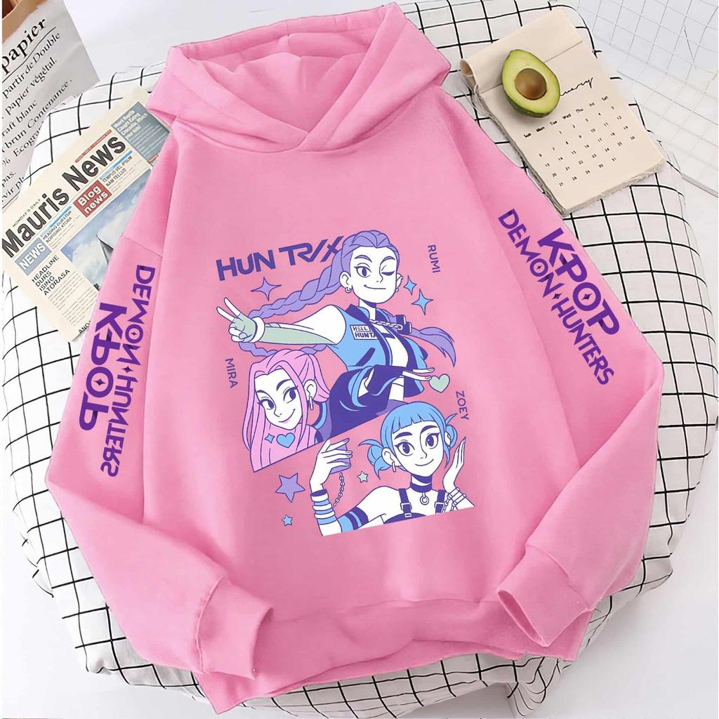 KPop Demon Girls Fashion Casual Sweatshirt Movie New Kids K-Pop Demon Hunters Hooded Tops Toddler Girl Clothes Hunters Hoodie