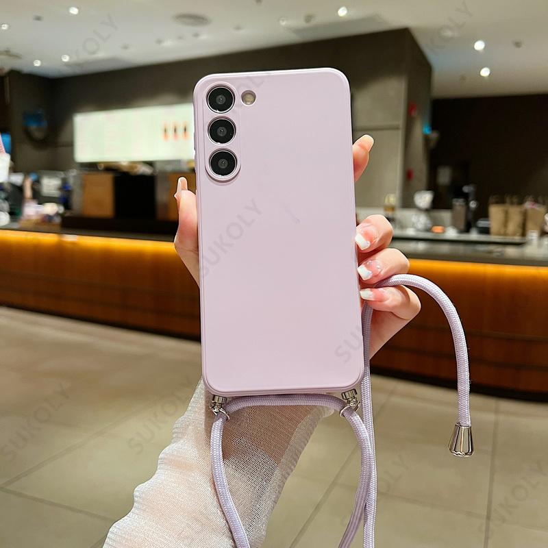 Pouzdro s popruhem přes rameno Měkké pouzdro Pro Samsung Galaxy S23 FE S25 Edge S24 Ultra A17 A54 A55 A56 A15 A16 5G Kryt na telefon z tekutého silikonu