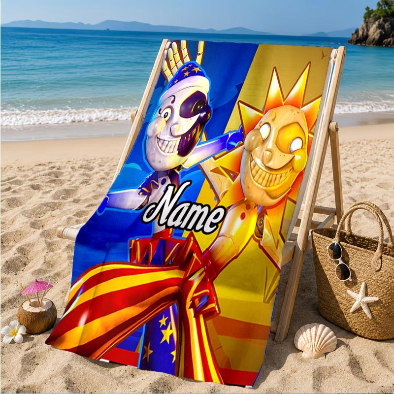 Custom Name Daycare Star Adventure Heart In Space Adventure Microfiber Beach Towel, Lightweight for Summer Travel, Swimming Pool Fan Gift