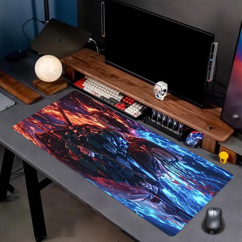 Demon Slayer Print Mouse Pad, Anti‑Slip Desktop Keyboard Mat, for PC Laptop Gaming Working Daily Use, Cool Festival Surprise Gift
