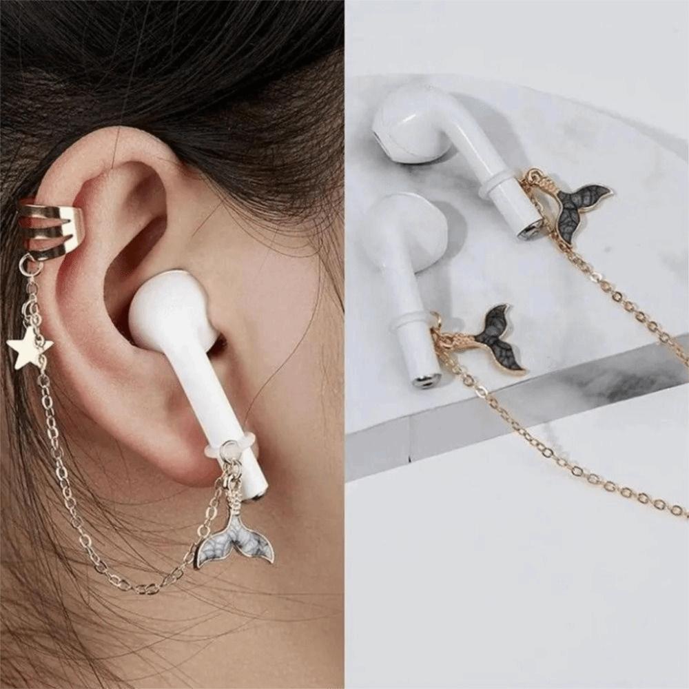 2pcs/pair Ear Decor Anti-lost Ear Clip Star Headphone Chains Anti-Lost Earphone Clip  Best Gifts