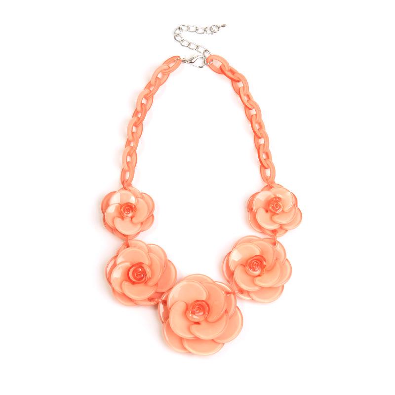 Bohemian Acrylic Flower Necklace - Colorful Rose Sweater Chain