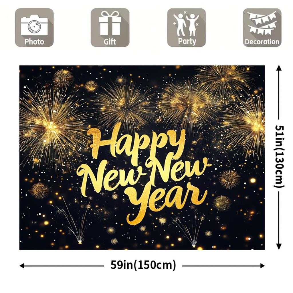 1Pcs Winter Fireworks New Year Celebration Decoration Background Holiday Backdrop Decorations For Photo Studio Photo Booth Party