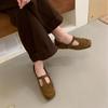 Inner heightening retro suede small leather shoes women's shoes 2025 spring and autumn Mary Jane single shoes French gentle evening shoes