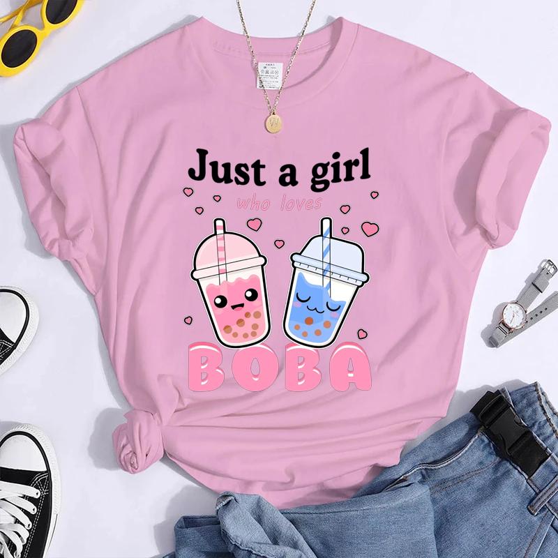 Jen holka, která miluje bobu, potištěné tričko dámská móda léto ležérní tričko s grafikou boby topy