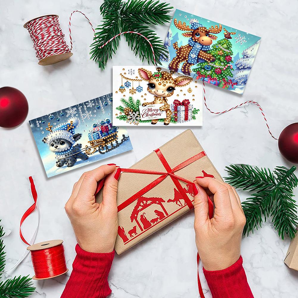 10pcs DIY Diamond Painting Crystal Scratch Card Party Gift Card (Christmas)