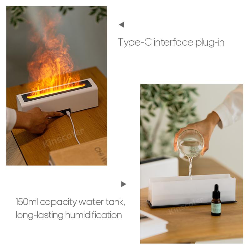 KINSCOTER Flame Aroma Diffuser Air Humidifier Ultrasonic Cool Mist Maker Fogger LED Essential Oil Flame Lamp Difusor