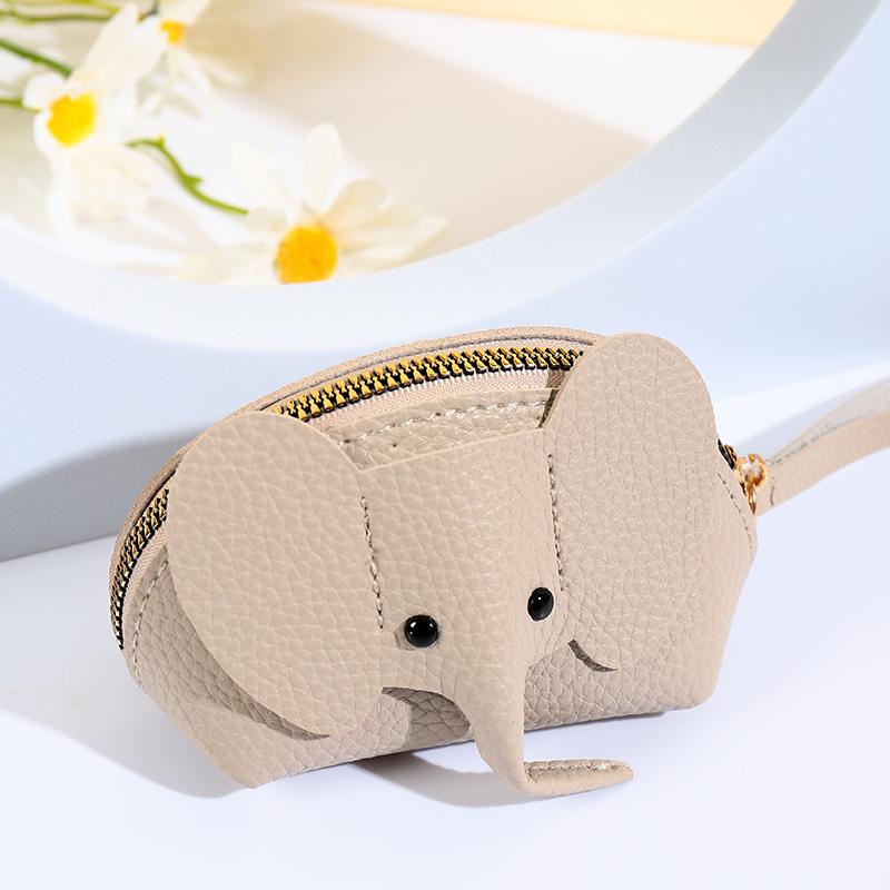 4Pcs Elephant PU Leather Coin Purse Women Small Wallet Purses Mini Simple Zipper Bags Pocket Wallets Coin Key Storage Bag