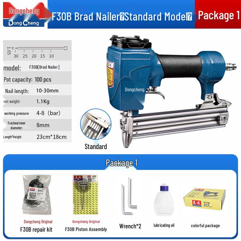 Dongcheng Pneumatic Nail Gun - F30 Woodworking Mosquito, Steel, and T50 Strip Nailer Stapler