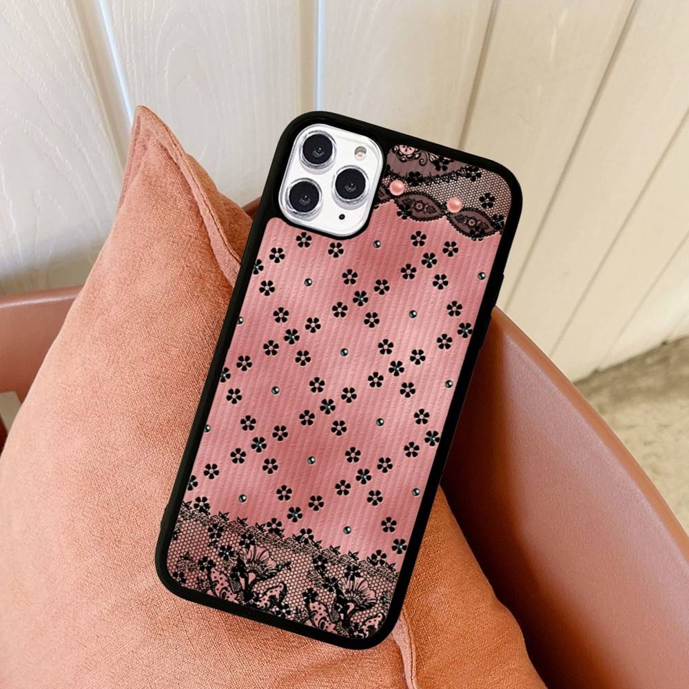Lace Pattern For IPhone 11 12 13 14 15 16 17 Pro Max Plus TPU+PC Shockproof Back Phone Cases