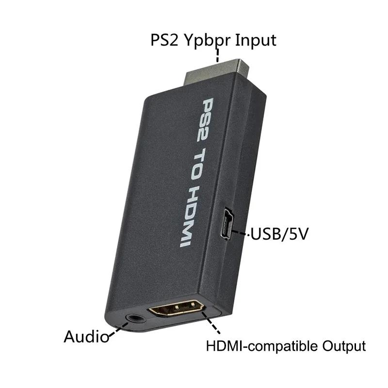 PS2 to HDMI-compatible Audio Video Converter Full 1080P Adapter 480i/480p/576i with 3.5mm Audio Output for All PS2 Display Modes