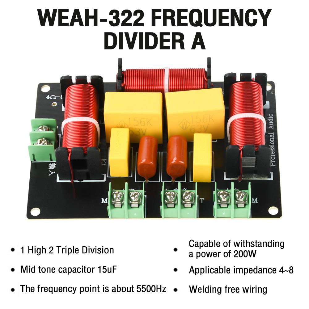 3-Way SpeakerAudio Frequency Divider 5300Hz/5500Hz HiFi Crossover DIY Speaker Filter Module Home Theater Audio Modification