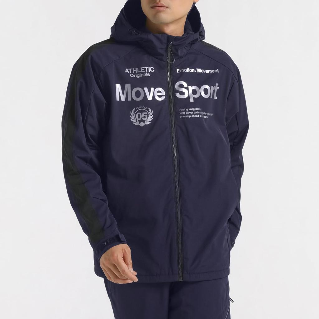 Move Sports Descente HEATNAVI Brushed Authentic Logo Training NVBK Windbreaker, Full-Zip Hoodie, Water-Repellent, Windproof, Compatible,
