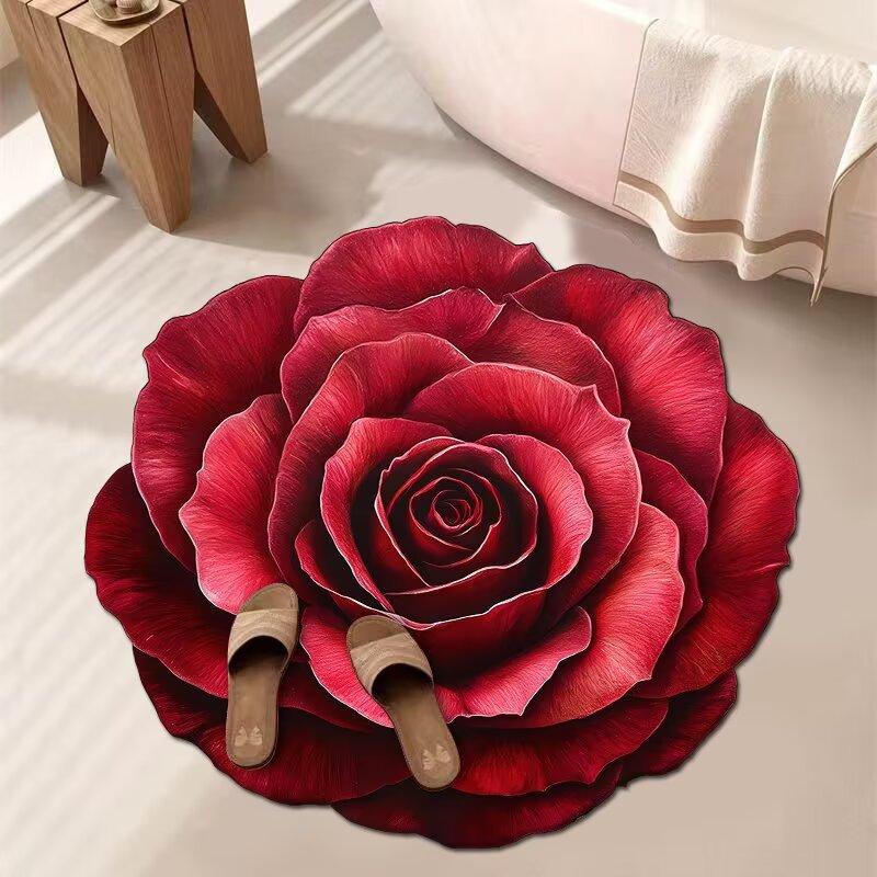 3D Květinový Koberec Koupelnový Absorpční Domácí Protiskluzový Odolný vůči Nečistotám Snadno Udržovatelný Předložka