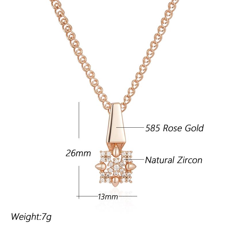 Rose Gold Color Crystal Flower Pendant Necklace For Women Full Shiny Natural Zircon Accessories Daily Fine Jewelry