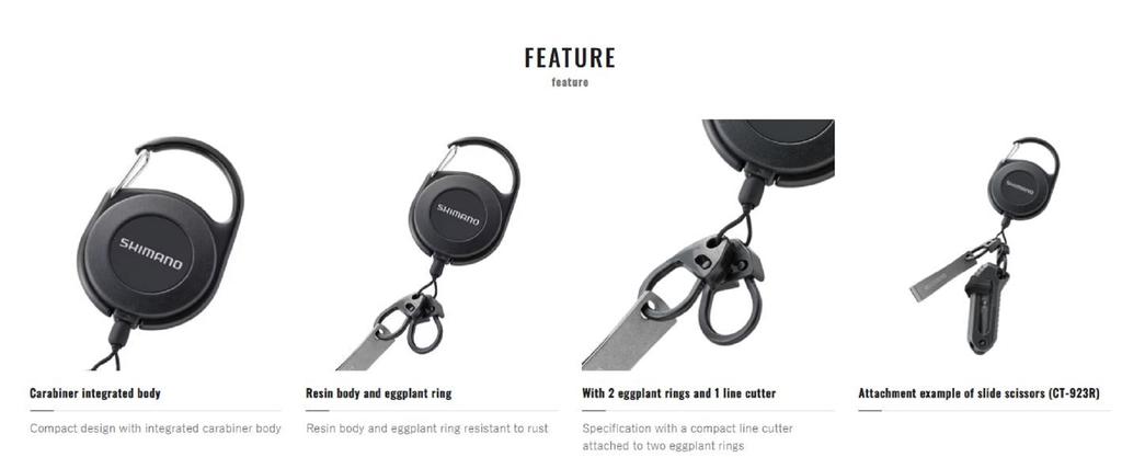 SHIMANO UH-203W Carabiner Reel Line Cutter Black 857804