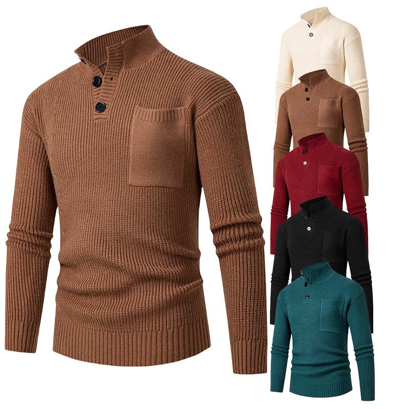 Korean Sweater Men's Winter Japanese Retro Thread Jacket Pullover Thermal Inner Layer Base Knitted Sweater