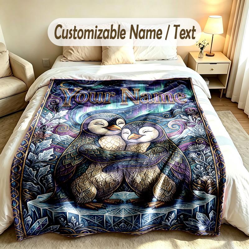 Valentine Love Theme Custom Blanket Personalized Name & Text Customized Soft Warm Throw Blanket Home Decor