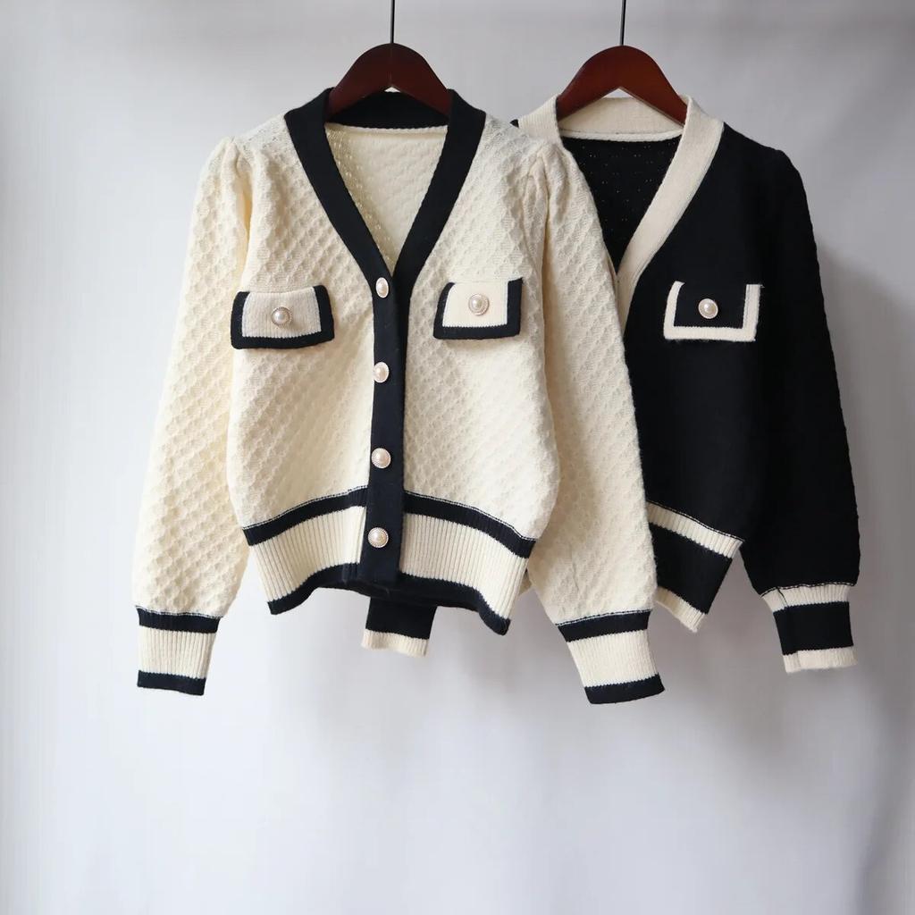 Cardigan Sweater Long-sleeved Knitted New Spring and Autumn Women's Korean Style Jacket with Coat Small