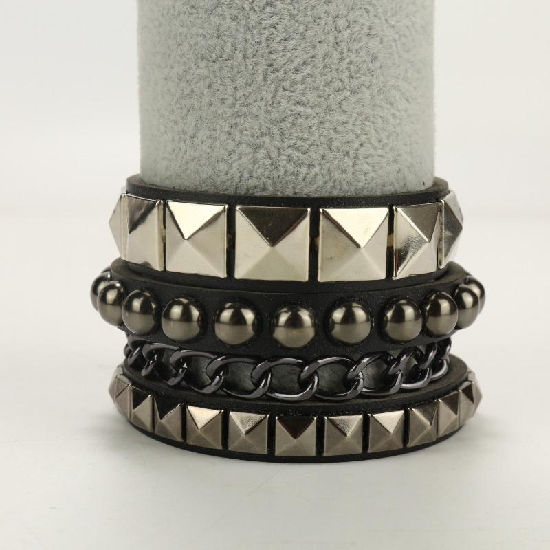 Set de pulseras Meier - joyería unisex de cuero de PU, pulsera de cuero trenzado retro hip-hop europeo y americano DIY