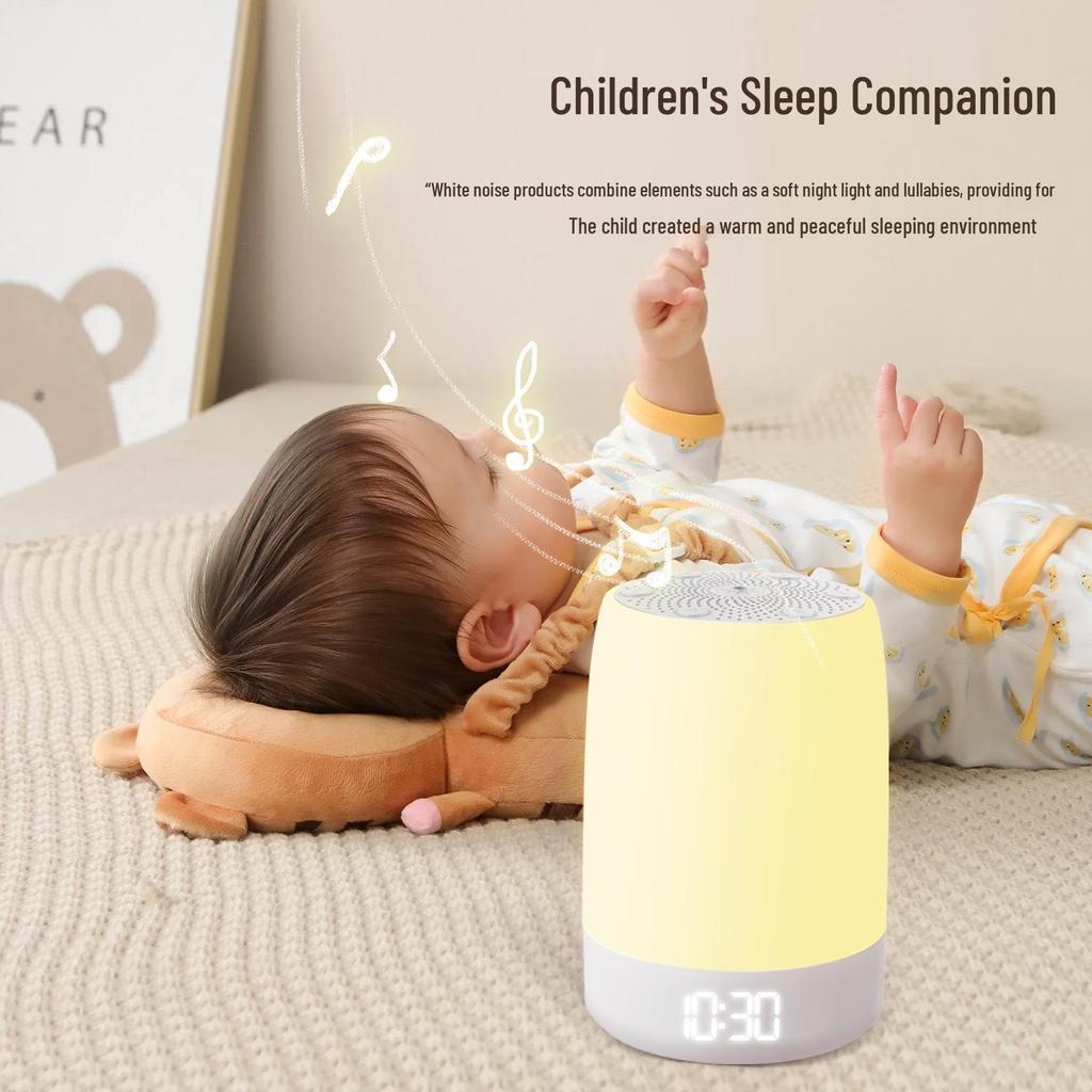 Smart Sleep Aid: Portable Bluetooth Speaker & White Noise Machine with Seven-Color Night Light for Soothing Baby Sleep