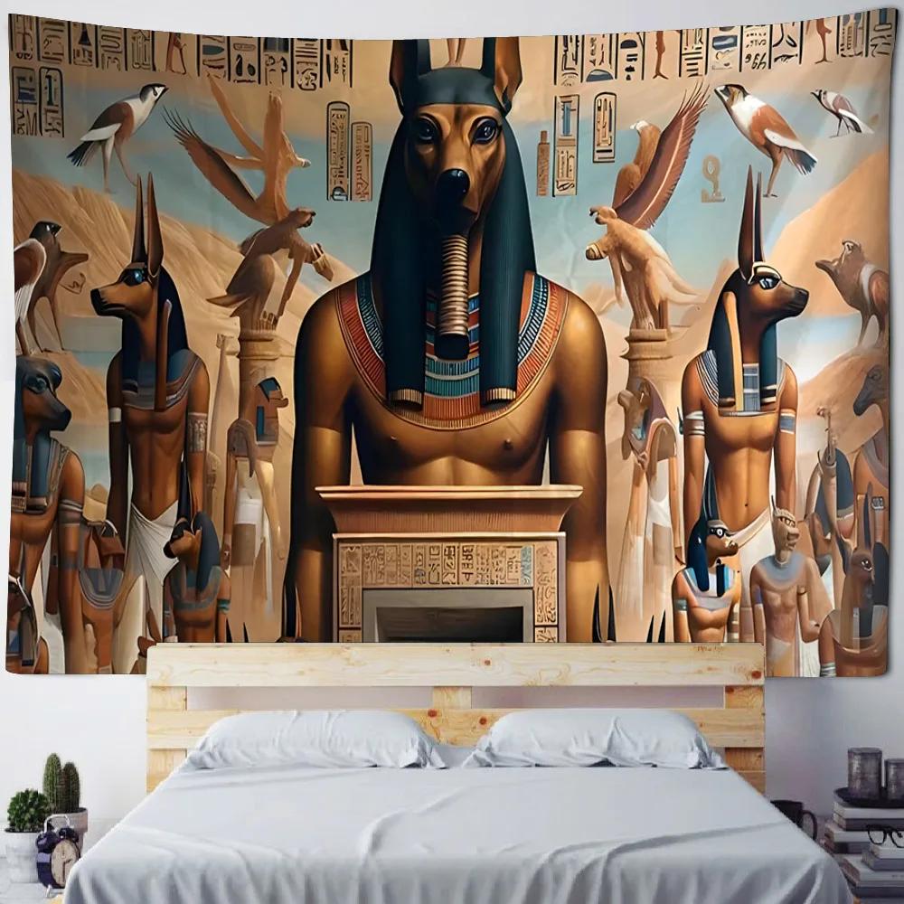 Vibrant Egyptian Art Tapestry  Colorful Mythical Creatures Perfect for Bedroom Decor Modern Boho Style Enhance Your Space