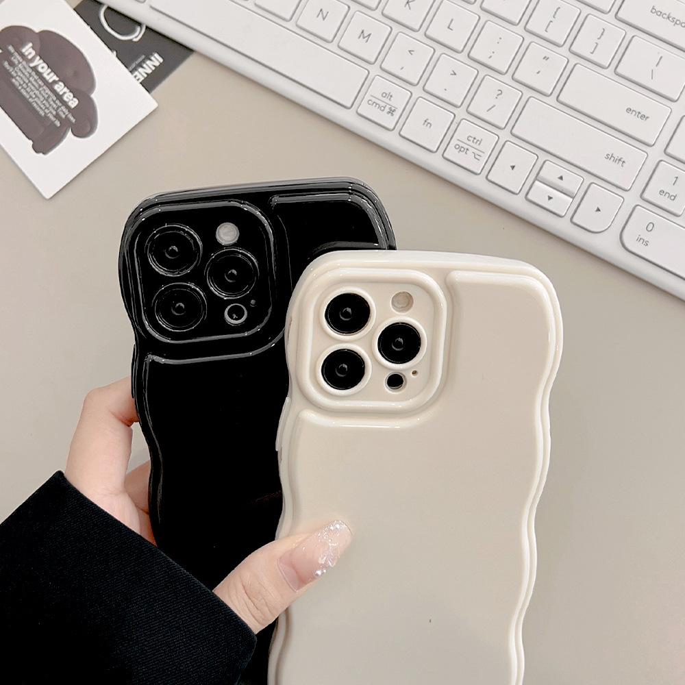 Applicable to iPhone11 Apple mobile phone case 11promax solid color air cushion 11 silicone 11 simple 11 wavy edge 11