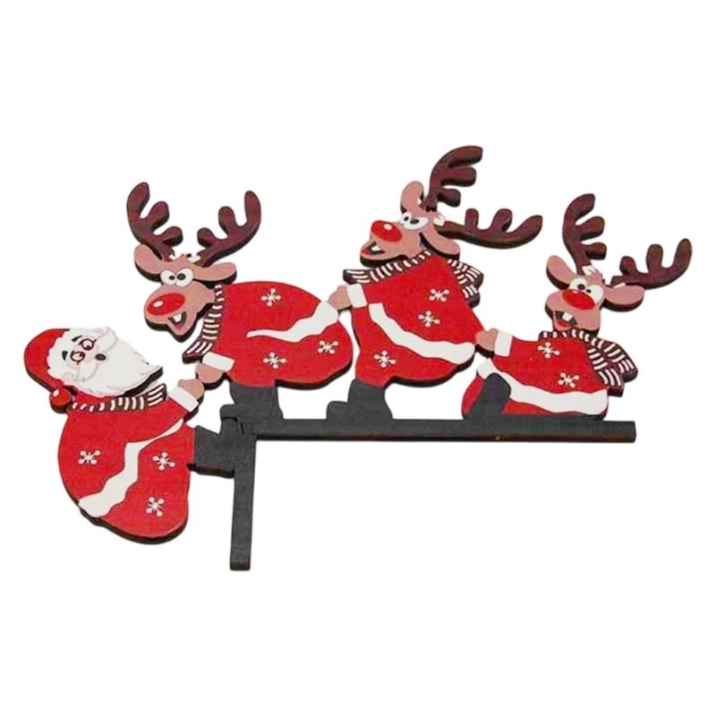 Christmas Wooden Door Hangings Santa Reindeers Carving Wall Ornament For Indoor Outdoors Holiday Season Home Decoration Easy Installation