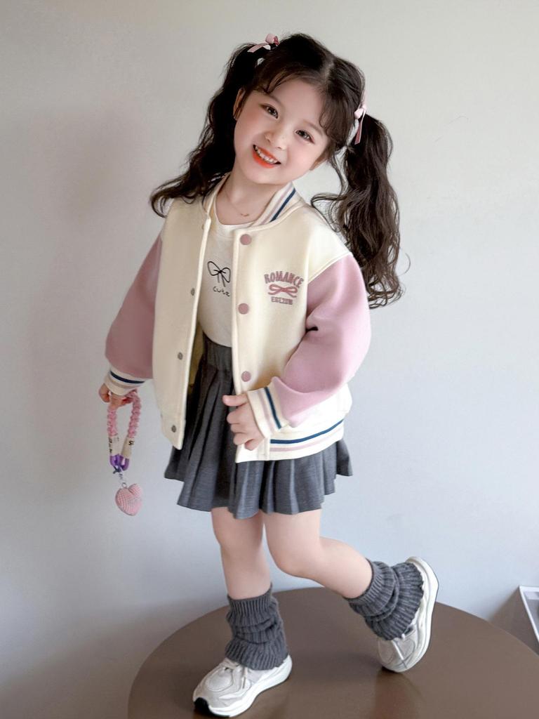 Modna Jesienna Kurtka dla Dziewcząt 2025 - Codzienna Wiosenna i Jesienna Odzież Wierzchnia w Stylu Baseballowym