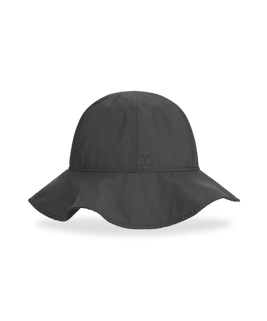 Bajal Va Curved Logo Round Frill Bucket Hat Charcoal