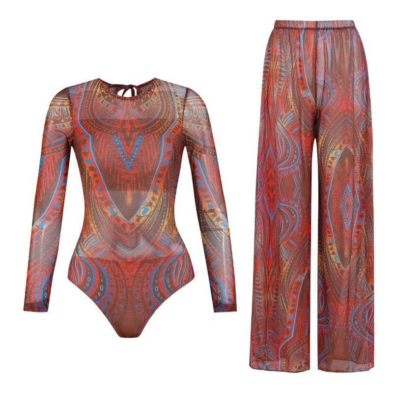 Costume da Bagno Solare Donna Alta Elasticità Ispessito Rete Pantaloni Larghi Costumi da Bagno Europei e Americani Fitness Intero