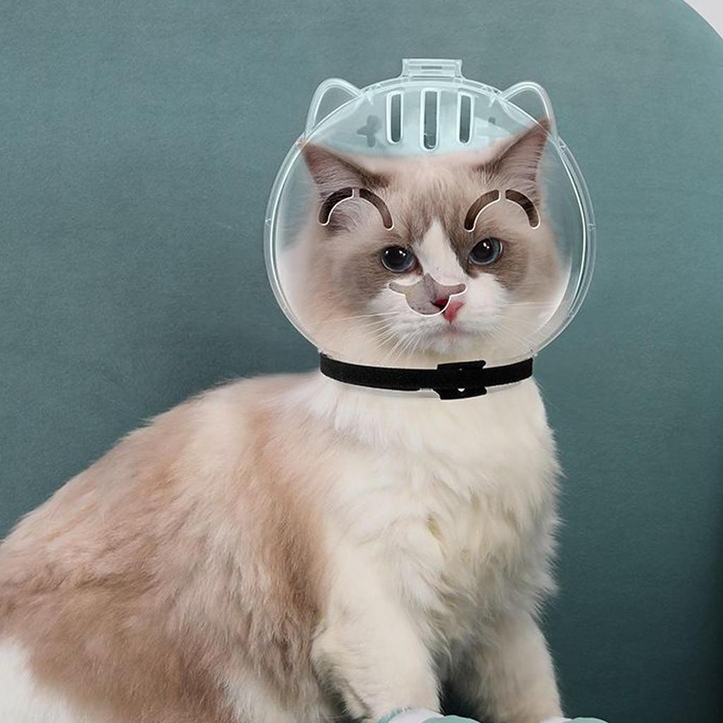 Transparent Cat Muzzle Adjustable Anti-Biting Mouth Cover  Pet Safety Guard for Grooming Vet Visits, Kitten Astronaut Helmet
