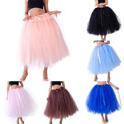 Women Satin Ruffles Skirt Layered Tiered Vintage Pleated Short Tutu Faux Silk