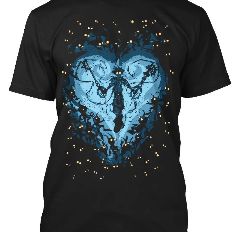 Summer bestseller Kingdom Hearts official game character design 3D heartshaped pattern unisex Tshirt shirt short sleeved top M