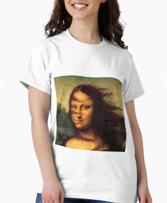Funny Mona Lisa wind in hair T-Shirt 2XL