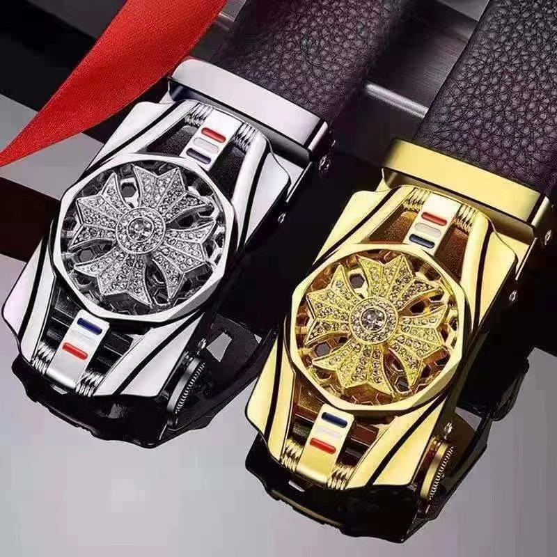 Men's Diamond-Studded Fashion Belt with Automatic Buckle