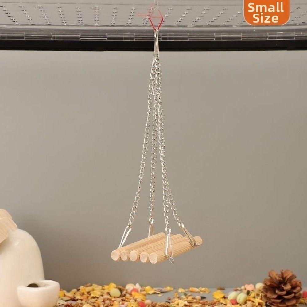 Easy To Install Bird Cage Swing Toy Wood Parrot Training Bridge Hamster Hammock Toy Small Animals