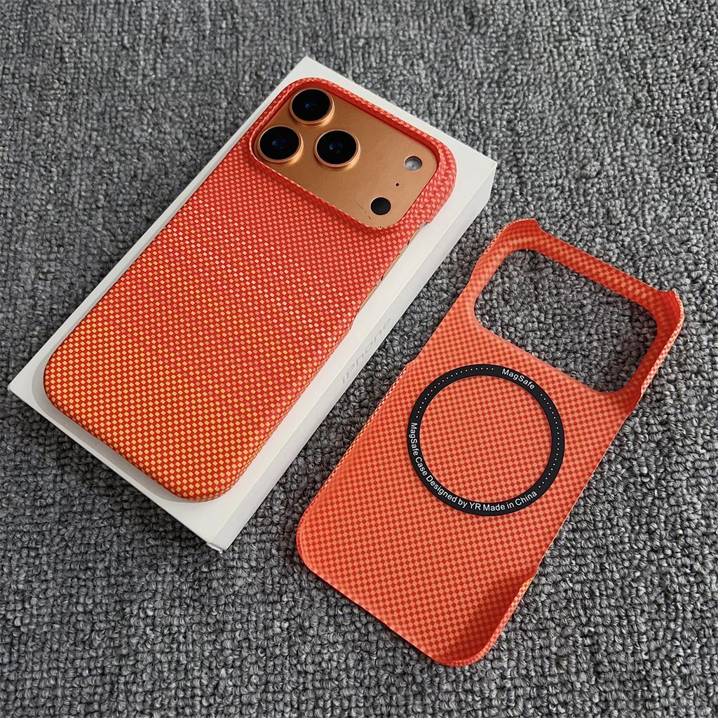 Half Pack Carbon Fiber Magnetic Phone Case for apple IPhone 17 Air 16 Plus 15 14 13 12 Pro Max Wireless Charge Cover Slim