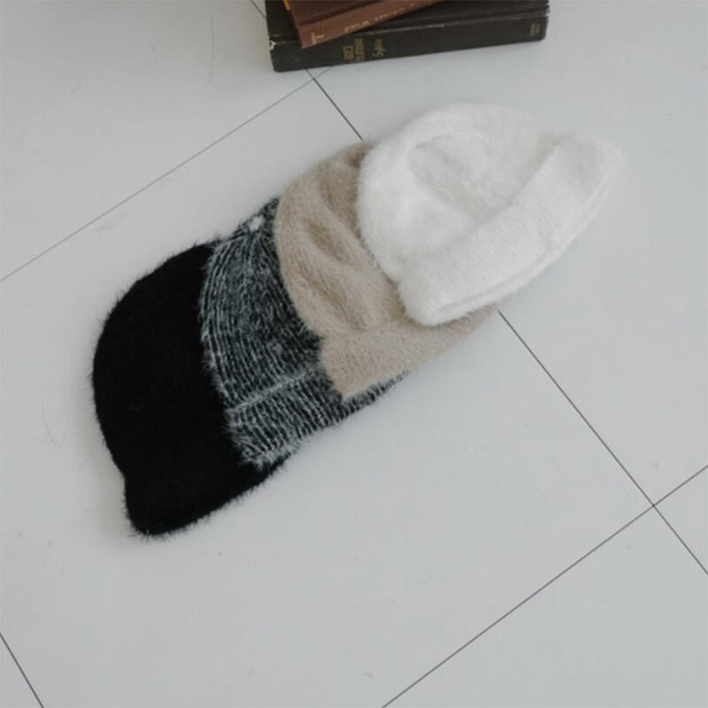 Женская складная короткая шапка-бини из ИСКУССТВЕННОГО МЕХА Мужская шапка C8495_Gray