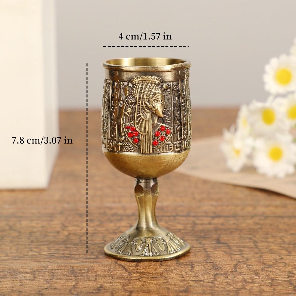 European Liquor Cup, Alloy Light Luxury Carved Pattern Goblet, Retro Mini Vodka Tumbler,  Creative Gift Home Decoration, 1pcs