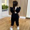 New Children'S Clothing: Baby Solid Color Cotton-Linen Jumpsuit With Ruffle Sleeves