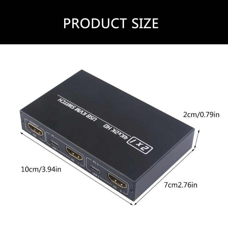 HDTV USB KVM Switcher High Performances 4K 30Hz Video Source Seamlessly Switching Device Builts in Automatic Adjustment