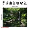 Tropical Garden Backdrop with Waterfall and Stone Wall